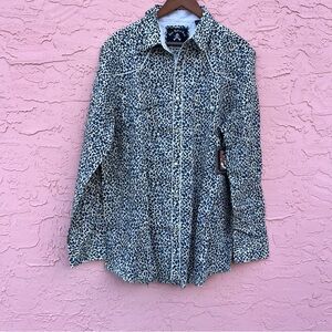 NEW Rock Roll n Soul Button Up Shirt All Over Print Cheetah Leopard Animal NWT